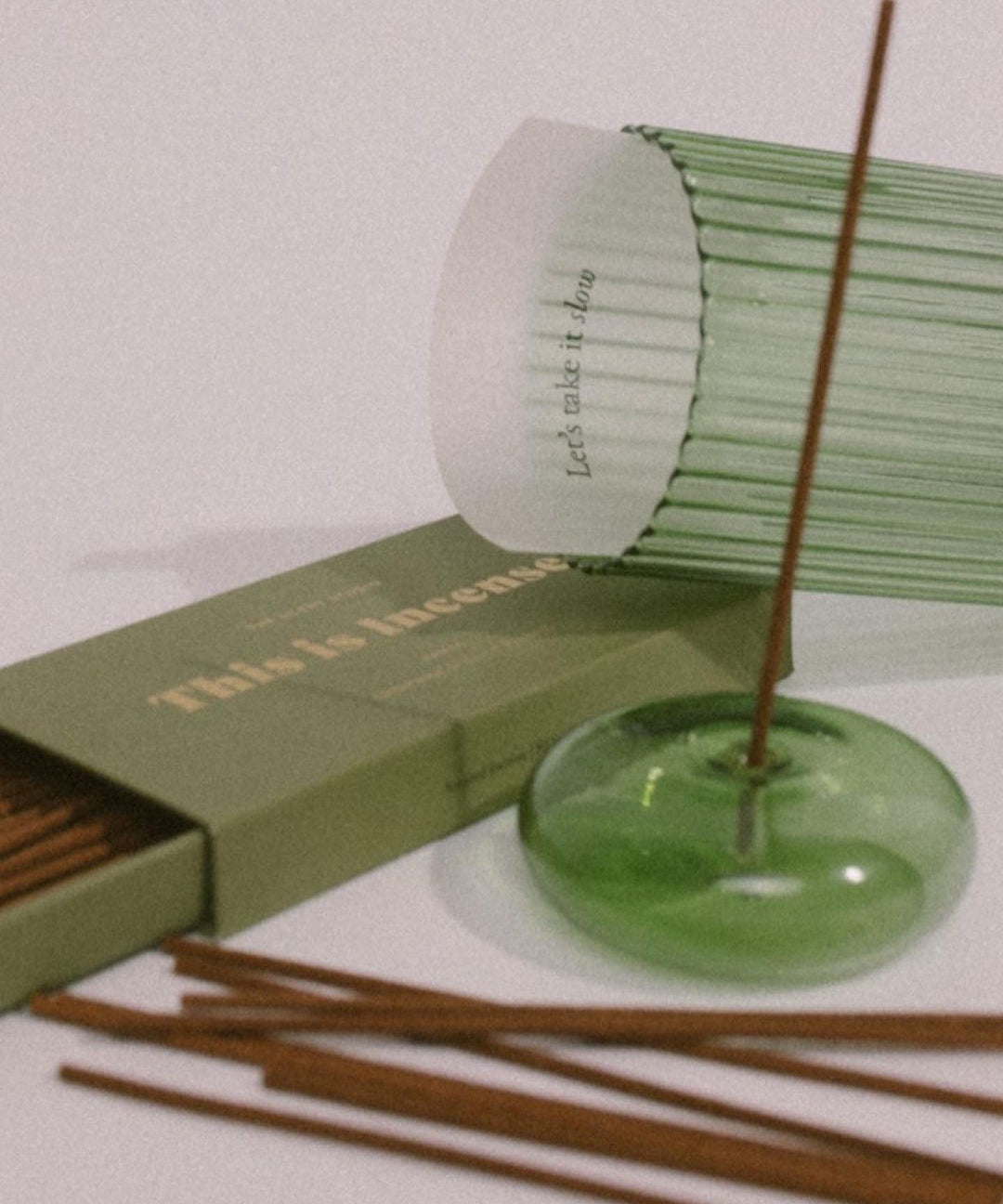 Glass Vessel Incense Holder - Green